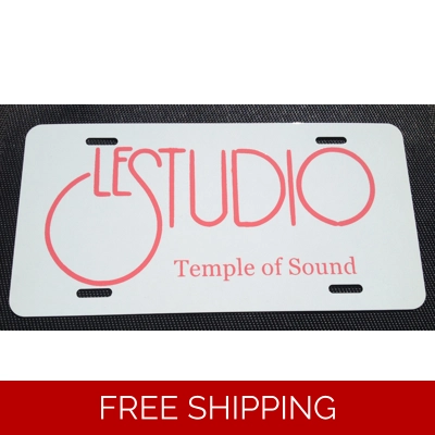 Le Studio License Plates White Pink Logo TOS